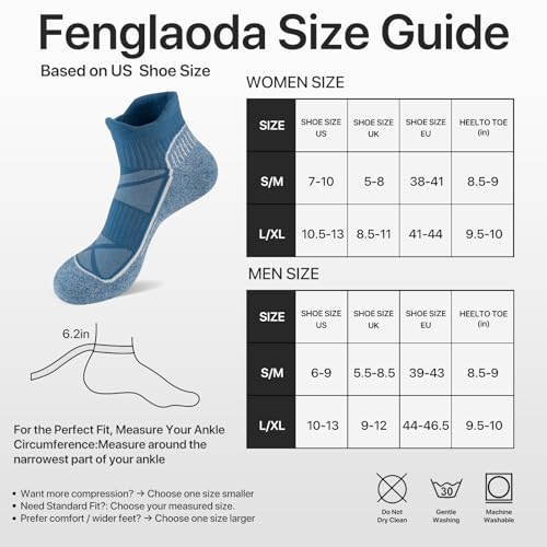 fenglaoda Compression Ankle Socks for Women & Men 6 Pairs– Low Cut Running Socks with Arch Support, Cushioned Sole & Heel Tab - image 2