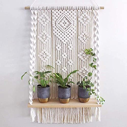 TANIO Tassel Macrame Rack - Boho Wood Wall Hanging - Living Room, Bathroom