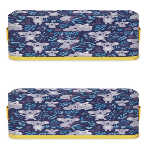 Koala Floral Pattern Bathroom Storage Basket Waterproof Foldable Storage Bins with Handles Decorative Toilet Paper Storage Basket for Organizing for House Bathroom Toiletries Set of 2