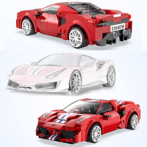 NEWRICE Fernbedienung Rennauto Bauspielzeugsets,488 Sportwagen Modell Bausteine Auto,App-Programmierung und RC… – Bild 4