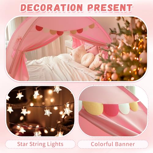 Razee Twin Bed Tent for Kids, Twin Size Bed Tents Indoor Canopy Privacy Tent on Bunk Bed Sleep Inside Drafty Room for Girls, Pink - Image 4