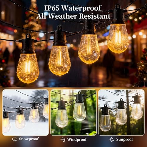 Licoopr 25FT Outdoor String Lights IP65 Waterproof Patio Lights with 8 + 1 Shatterproof LE - image 2