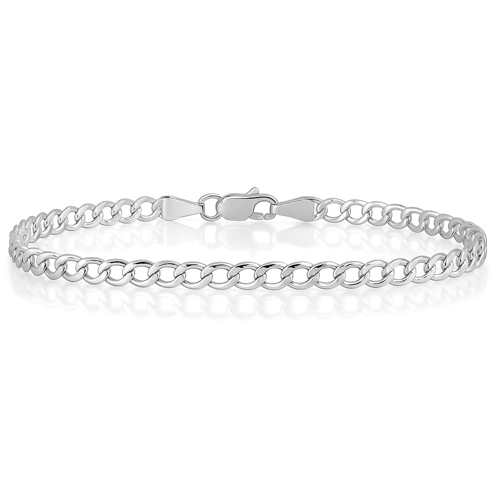 IceCarats 14K White Gold 3.35mm Curb Chain Link Bracelet