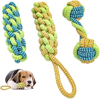 Yeesabella 3 PCS Interactive Dog Cat Toys Cotton Rope Knot Puppy Chew Toy Dog Rope Chew Toys for Small and Medium Dogs Puppies Teething Training