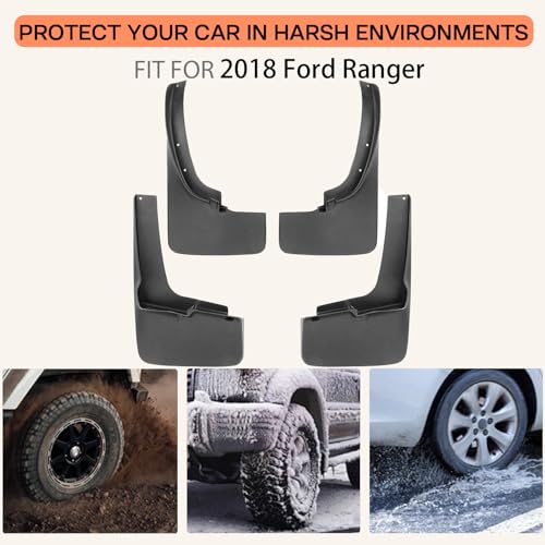Image of Mud Flaps Splash Guards Fit for 2018 2019 2020 2021 2022 Ford Ranger | No Drilling Required Bendable Mud Guards | Front & Rear 4-Piece Set Car Accessories