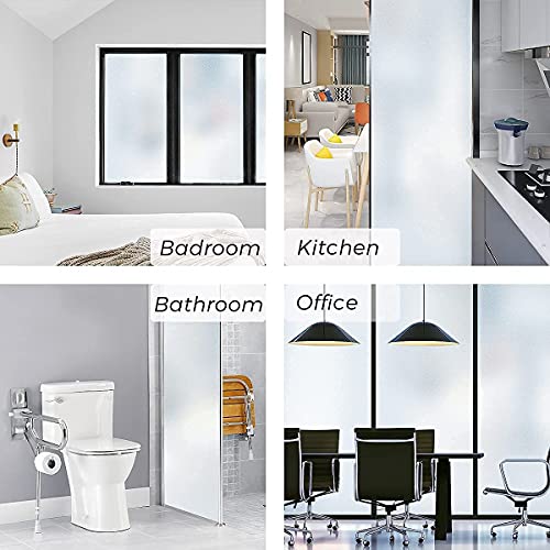 Image of HOME13 Frosted Window Film,100% Privacy Window Film Decorative Static Cling,Non-Adhesive Frosted Glass Window Film for Home,Living Room (Vinyl, 20 inch by 340 inch Inches)