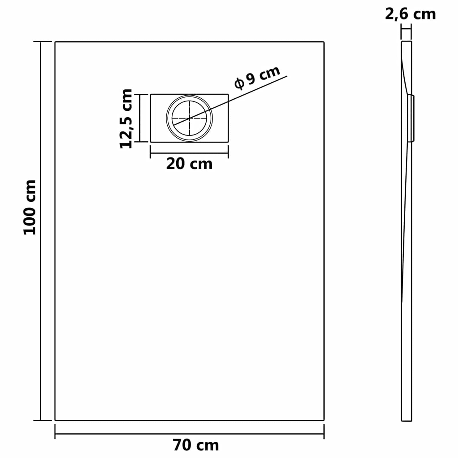 ARKEM Plato de Ducha SMC marrón 100x70 cm Cabina De Ducha Alfombrilla De BañO