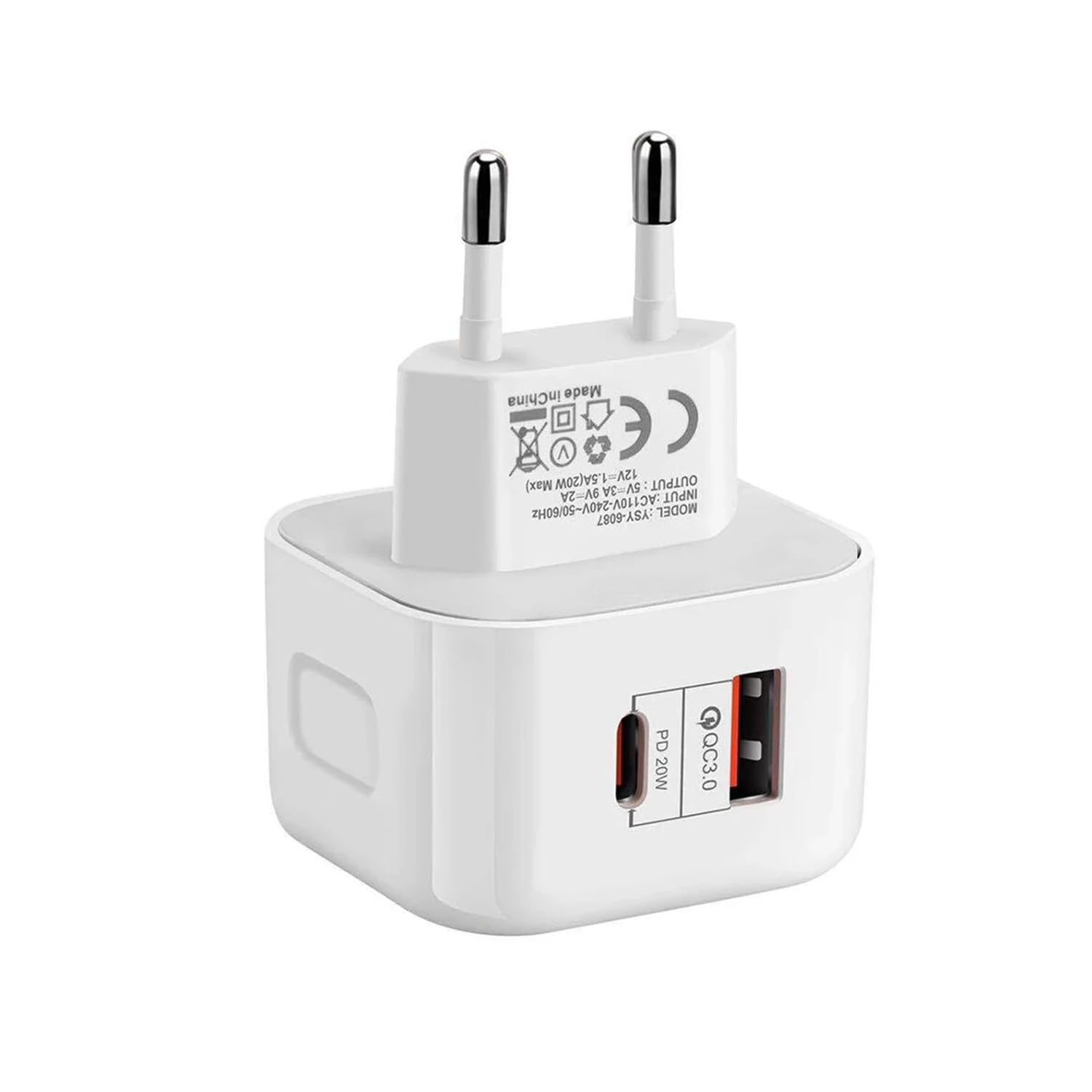 UK to European Travel Adapter Plug Charger 20W Fast Charging European Wall Adaptor EU Plug Fast Charger Compatible with iPhone 17 16 15 14 13 11 Pro Max For Samsung S25 S24 S23 S22 S21 S20 A56 A55 A54