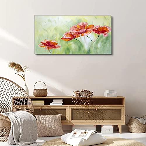 Tableau fleurs de pavot 100x50cm | Impression sur toile pour décoration murale