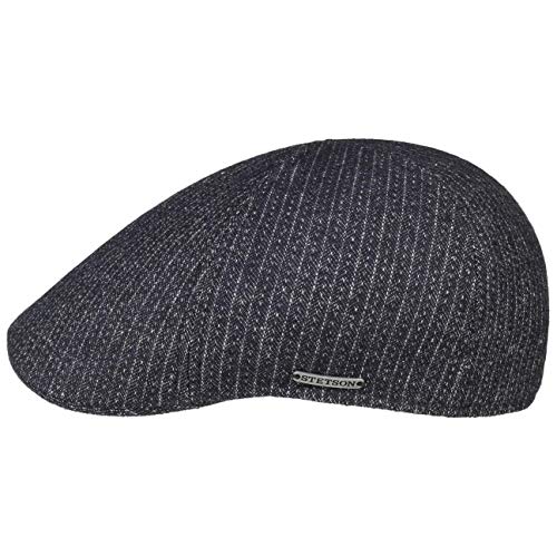 Preisvergleich Produktbild Stetson Texas Cotton Stripe Flatcap Schirmmütze Baumwollcap Wollcap Schiebermütze Herren - Made in The EU mit Schirm, Futter, Futter Frühling-Sommer Herbst-Winter - XL (60-61 cm) blau