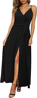 Women Summer 2025 Maxi Dress Vacation Floral Spaghetti Strap Spring Casual Boho Split Beach Long Flowy Sundress