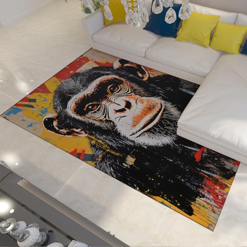 Tapis 100x150cm graffiti gorille impression 3D pour descente de lit