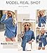 Astylish Women Denim Blouses Chambray Boyfriend Shirts V Neck Elegant Long Sleeve Basic Button Down Top Beau Blue Large