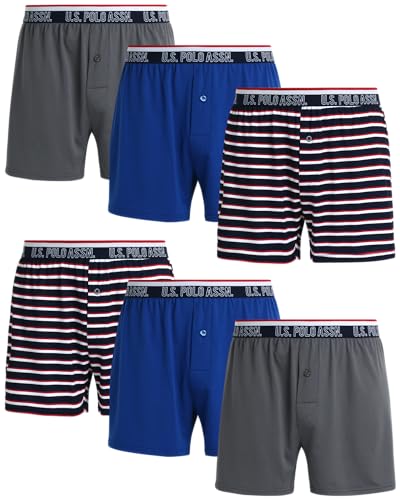 U.S. Polo Assn. Men's Underwear - 6 Pack Ultra Soft Knit Boxers with Functional Fly (S-XL)
