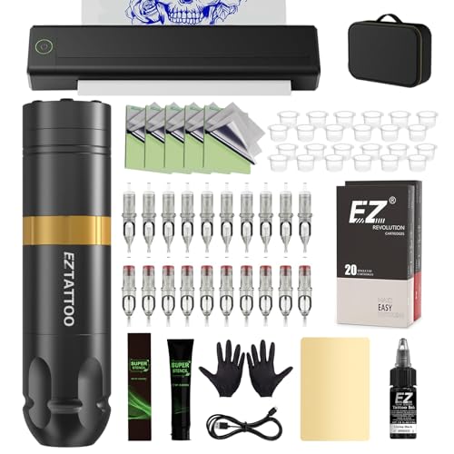 Termocopiadora Tattoo Kit - Maquina de Tatuar Kit Completo con Impresora Tattoo, Maquina Tatuar Inalambrica, Batería de Alimentación de 1500mAh, 20Pzs Agujas Tatuaje para Tatuadores Termocopiadora Tattoo Kit - Maquina de Tatuar Kit Completo con Impresora Tattoo, Maquina Tatuar Inalambrica, Batería de Alimentación de 1500mAh, 20Pzs Agujas Tatuaje para Tatuadores