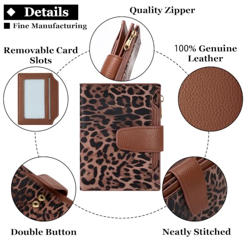 Image of Airkit Small Wallet Women RFID Blocking Soft Leather Bifold Compact Card Holder Wallet for Women with Zipper Coin Pocket 4 ID Window