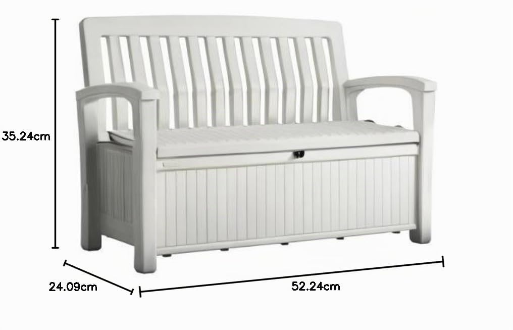 Keter Chalet und Garten Patio Bench Premiumqualität, 227 L L, Weiß, 227 L