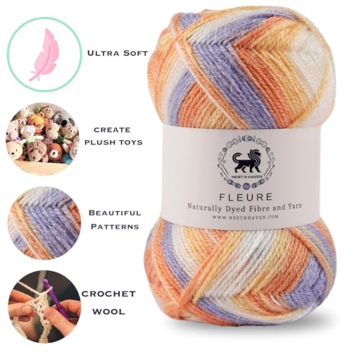 Image of Nestnhaven Acrowools Fleure Hand Knitting and Crochet Yarn. Pack of 1 Ball - 100gms. Shade no - NNHF (Multicolor13)