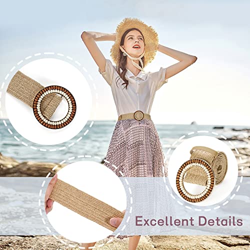 SeptCity Woven Belts for Women, Boho Straw Stretch Ladies Belts for Dresses with Beaded3