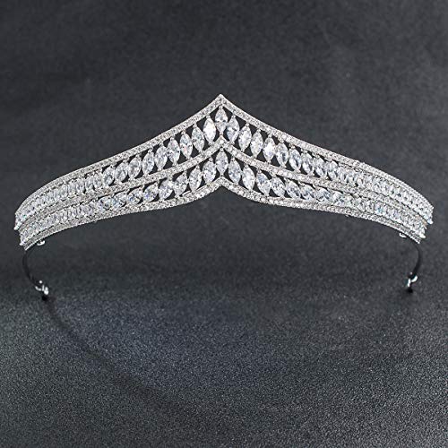 Corona accesorios joyería CH10142 para un peinado de boda impecable en el altar 3