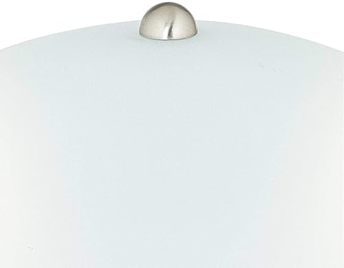 Miniatura 3 de 360 Lighting Deco - Juego de 2 lámparas de mesa decorativas modernas de 17 pulgadas de alto, acero cepillado, metal plateado, toque en blanco roto,