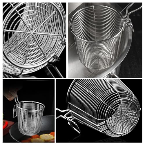 Miniatura 5 de Caasfooy - Cesta De Fideos Separada De Acero Inoxidable Para Fideos Con Divisores, Colador De Malla Fina Para Olla Caliente, Ideal Para Escurrir Pasta Y Verduras