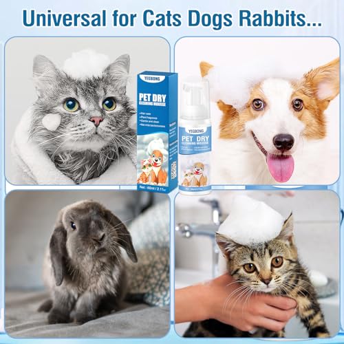 Pets Shampoo Espuma para Baño en Seco, Shampoo para Perro con Ingredientes Naturales 60ml, Shampoo en seco hipoalergénico para Gato, Pet No-Rinse Waterless Shampoo - Imagen 6