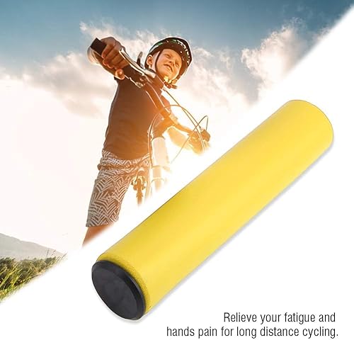 Miniatura 7 de Zerodis Empuñaduras de silicona para manillar de bicicleta, 1 par de empuñaduras de bicicleta, para la mayoría de MTB (amarillo)