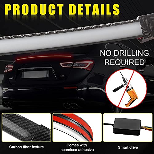 Chemini 52Inch Led Rear Spoiler With Remote Control, Third Brake Light Turn Signal Light Strip For Car Trunk Universal Carbon Fiber Led Tail Reversing Light Strip Fit For Roof, Wing #TOP5