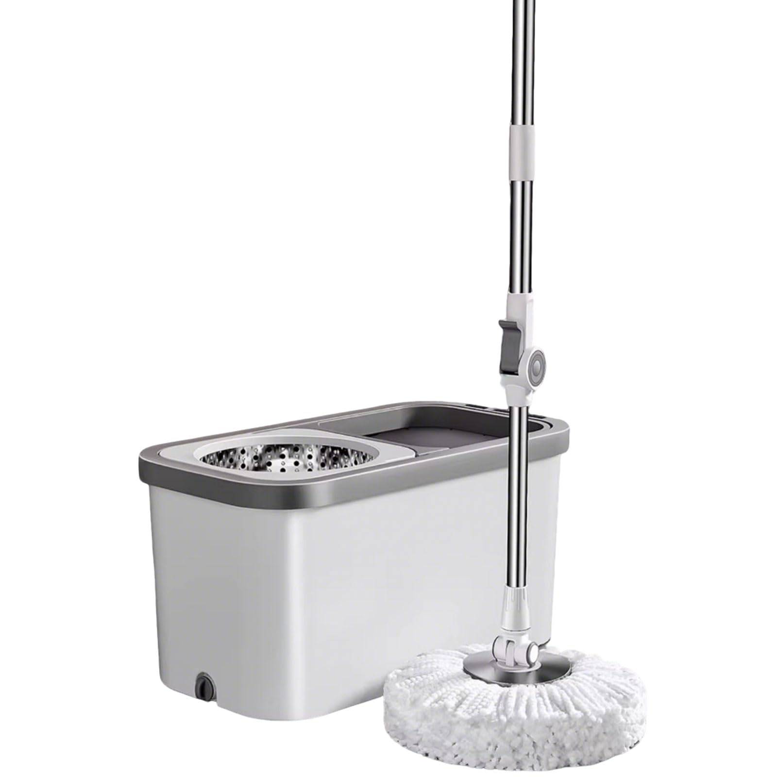 Fregona giratoria y cubo escurridor con mango largo de 50" para limpiar sin dolor de espalda
