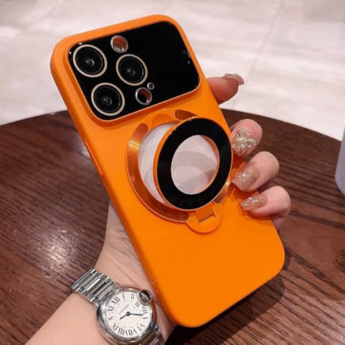 Coque iPhone 13 orange à support perforé idéale pour vos appels vidéo mains libres