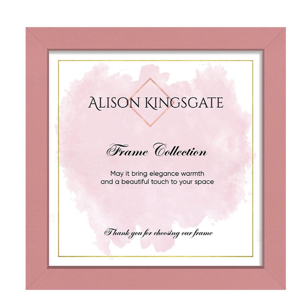 Alison Kingsgate Sleek 5X5 Pink Photo Frame-Engineered Wood Picture Frames with Shatterproof Perspex - Ideal for Certificates & Artwork-Wall Mount or Tabletop - Multiple Sizes & Colours Available