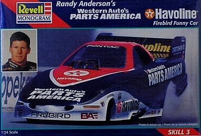 Revell Monogram 7649 Randy Anderson's Western Auto's Parts America Havoline Firebird Funny Car - Kit de modelo de plástico - Escala 124 - Nivel de