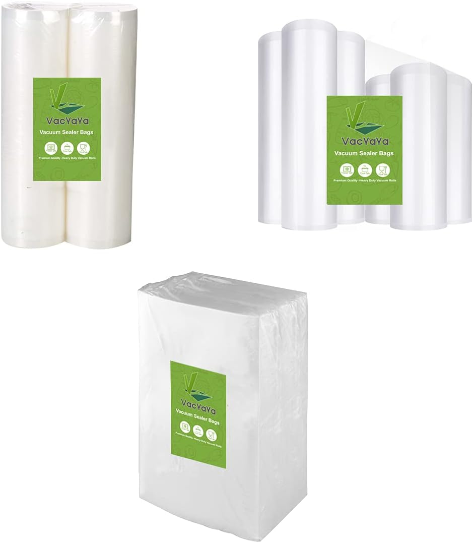 VacYaYa Vacuum Sealer Bags Rolls with BPA Free and Heavy Duty,Commercial Grade Vaccume Seal Bags Rolls Work with Any Types Vacuum Sealer