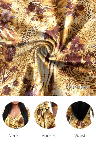 Image of FANDEE Plus Size Maxi Dress for Women Casual Summer Sundress V-Neck 3 /4 Sleeve