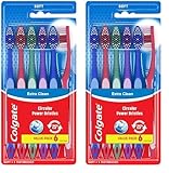Colgate Extra Clean Toothbrush, Soft Toothbrush for Adults, 6 Count (Pack of 2), Packaging May Vary