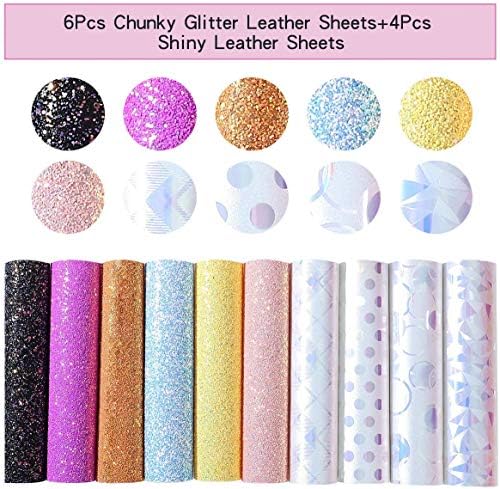 Faux Leather Bow Template Making Kit Include 5 Kinds of Faux Leather Sheets,Hair Clips,Scissor,Bow Template,Hot Melt Glue Gun with Glue Stick, Hair Ties, Water-Soluble Pens, Perfect for DIY Starters