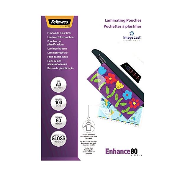 Fellowes ImageLast Laminierfolien 80 Mikron, DIN A3 (100er Pack) + 5602001 EasyFold vorgefaltete Laminierfolien für… – Bild 3