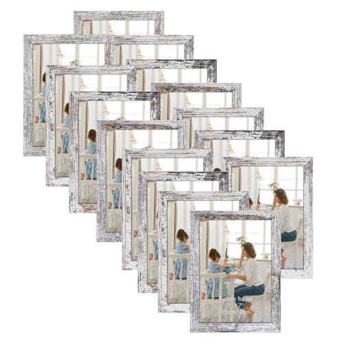 HORLIMER 15er Set Bilderrahmen 13x18 cm, Vintage-Weiß mit Verwitterter...
