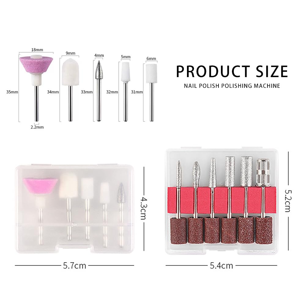 11 punte per fresa per unghie, corindone, punta professionale per unghie per manicure, pedicure