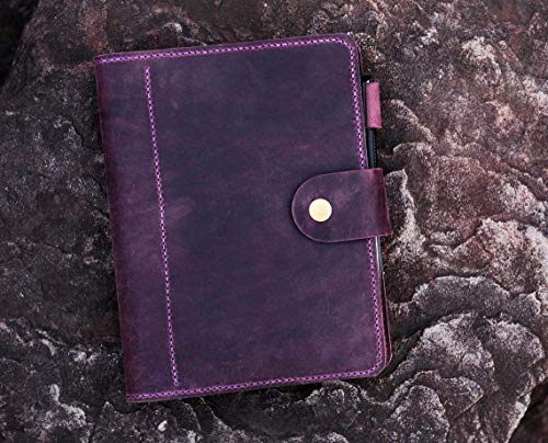 Personalized vintage purple leather notebook cover diary planner A5 refillable travel journal binder NBA523TB2