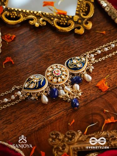Image of SANJOYA BY EVERSTYLISH Nilachandrika Moonlight Of The Blue Sky Handmade Kundan Set With Necklace And Earrings Lightweight Jewelry For Women | Party, Festive, Wedding & Gifting
