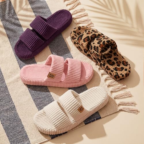 Image of LongBay Slippers for Women Memory Foam Open Toe Slide Indoor House Shoes Slip On Bedroom Comfy Gift