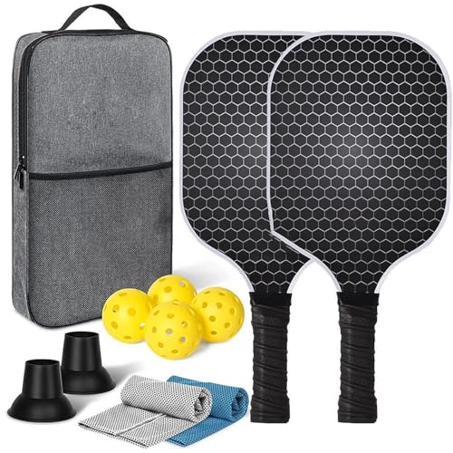 THE WHITE SHOP Pickeball Paddles Set of 2,Carbon Fiber Pickeball Set, Lightweight Graphite Pickle Ball Rackets 2 Pack, Pickle Ball Paddle Set for Men and Women (Size : B)