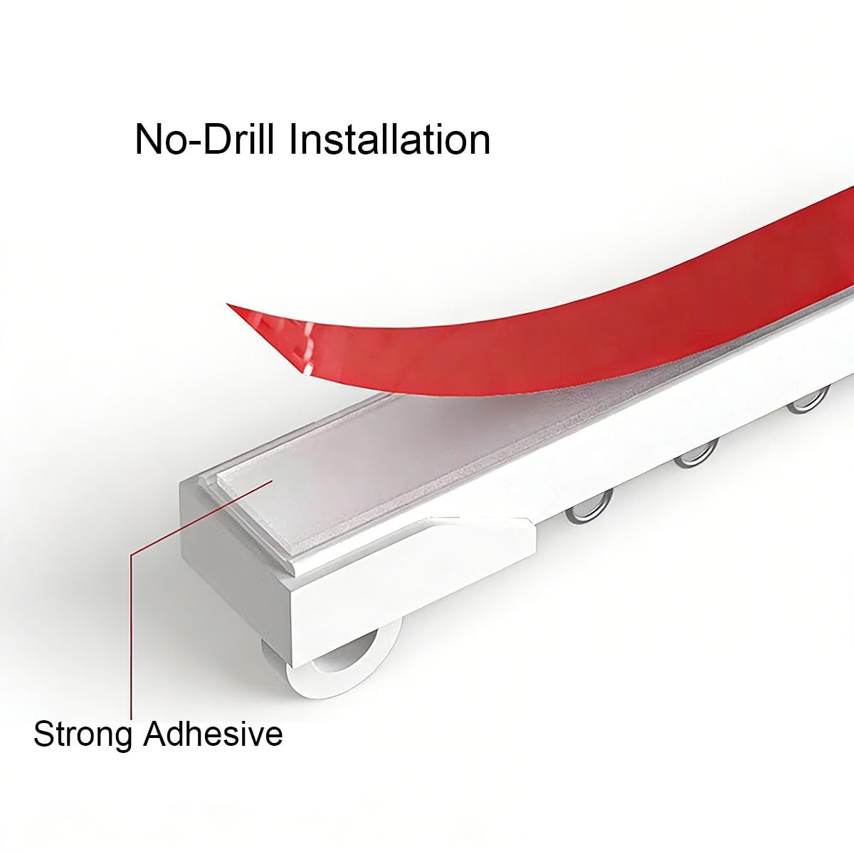 Système de rails de rideaux adhésifs sans perçage, rail coulissant à montage au plafond ou au mur, pour cloisons de séparation de pièce et armoires, installation sans dommages, blanc