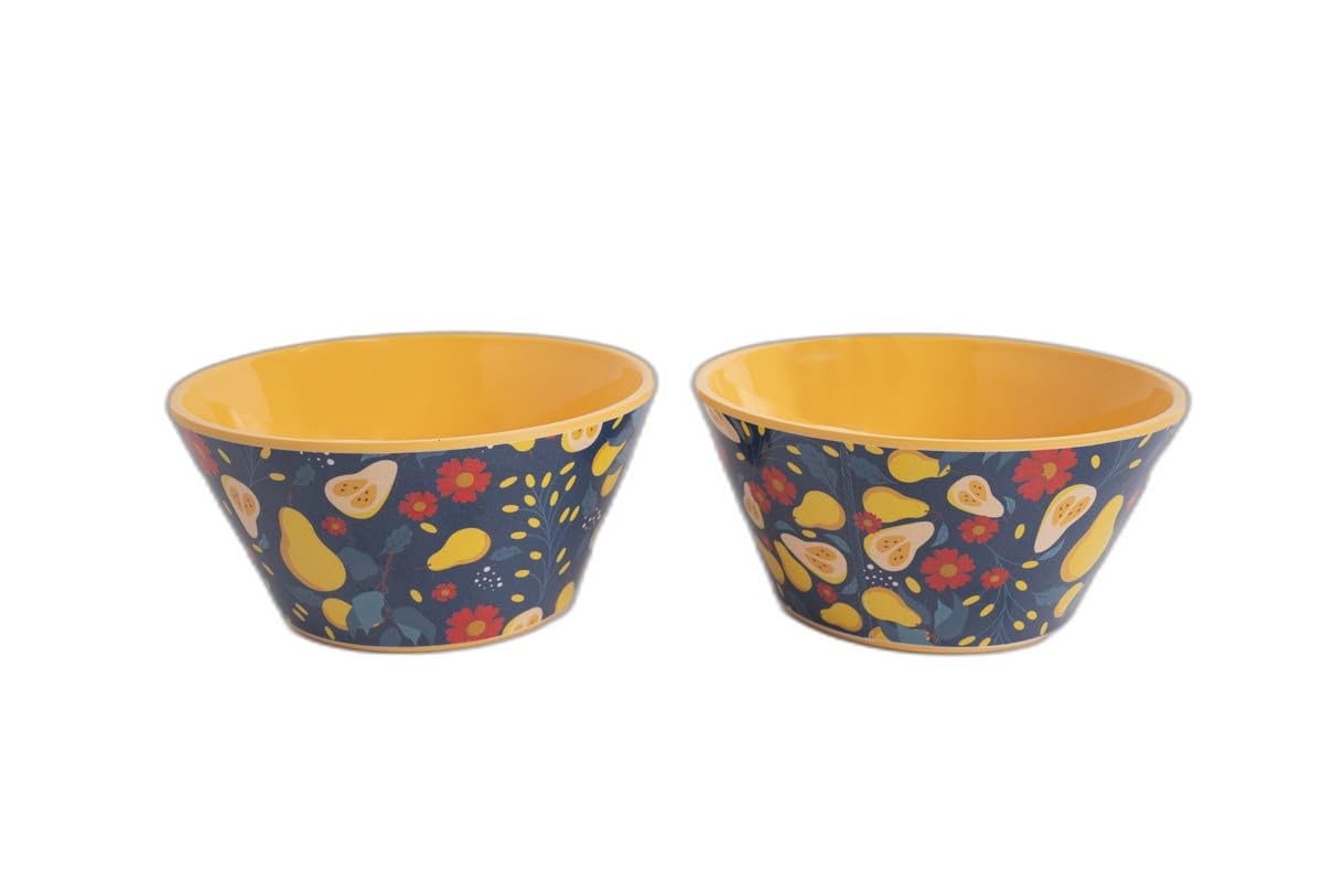 Superware Melamine Kids Snack Bowls 5.5 Inch Yellow Peary Design Durable Reusable Serving Dinnerware Set of Two for Toddlers Infants-picture-30