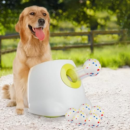 ALL FOR PAWS Automatic Dog Ball Launcher with 2.5in EPTU Balls, Ball Thrower for Medium to Large Dogs, Interactive Dog Fetch Toy for Mental & Physical Exercise