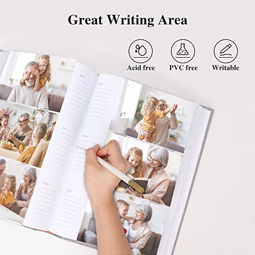 Vienrose 300-04-GREY Photo Album 4X6 300 Photos Linen Frame Cover With Memo Areas Photobook Large Capacity Slip-In Pictures Book thumb #1