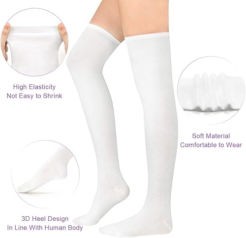 Miniatura 6 de American Trends Calcetines altos hasta la rodilla para mujer, calcetines largos y cálidos hasta el muslo para cosplay, calcetines atléticos a rayas,