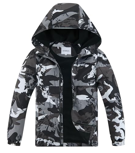 Image of Boys Girls Rain Jackets Waterproof Hooded Fleece Raincoats Lightweight Windbreakers for Kids